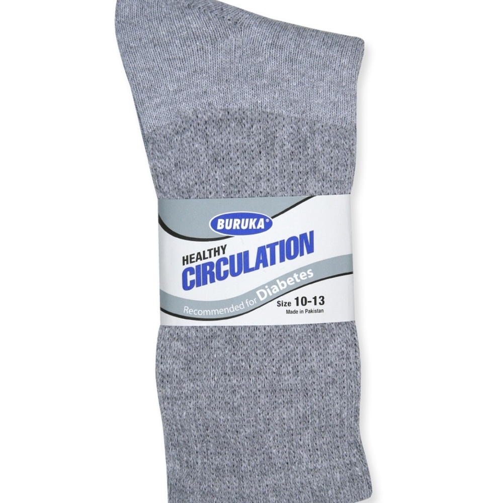 CREW DIABETIC SOCKS GREY 6 PACK